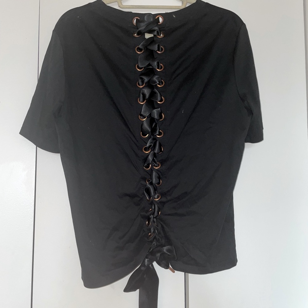 Black lace up luxe t-shirt custom made